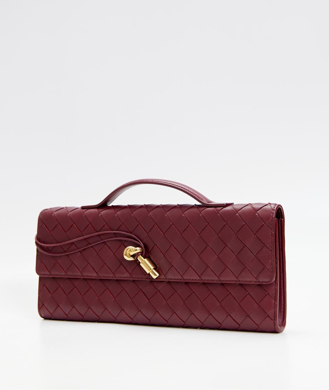 BOTTEGA VENETA Бордовая кожаная сумка с короткими ручками, фото 2