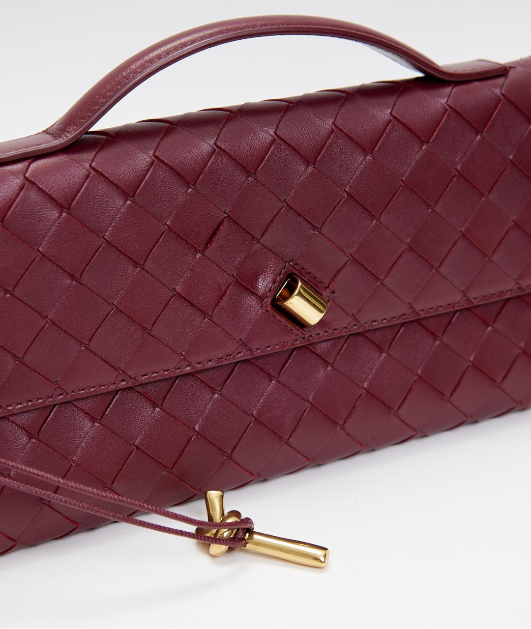 BOTTEGA VENETA Бордовая кожаная сумка с короткими ручками, фото 4