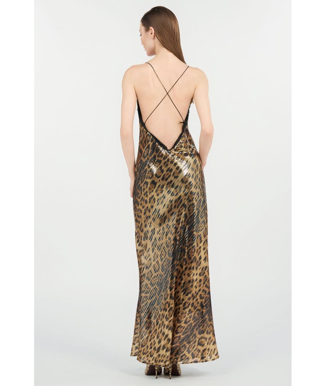 ROBERTO CAVALLI Бежевое полиэстеровое коктейльное платье, фото 4