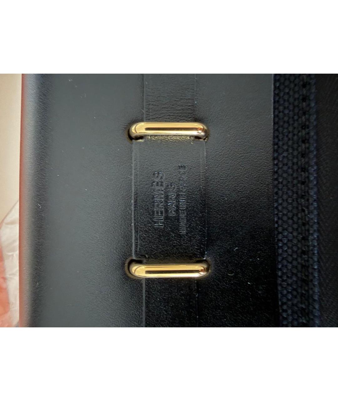 HERMES Черная сумка через плечо из канвы, фото 3
