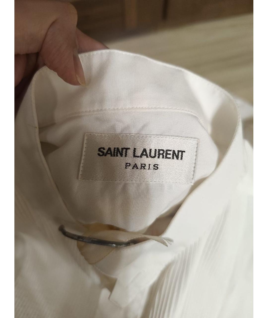 SAINT LAURENT Белая хлопковая рубашка, фото 7