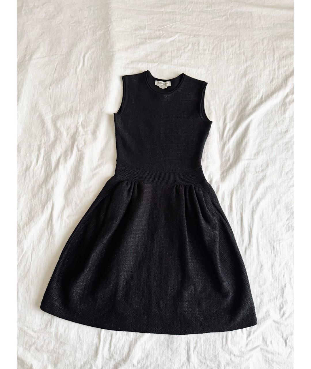 SAINT LAURENT Черное шерстяное повседневное платье, фото 9
