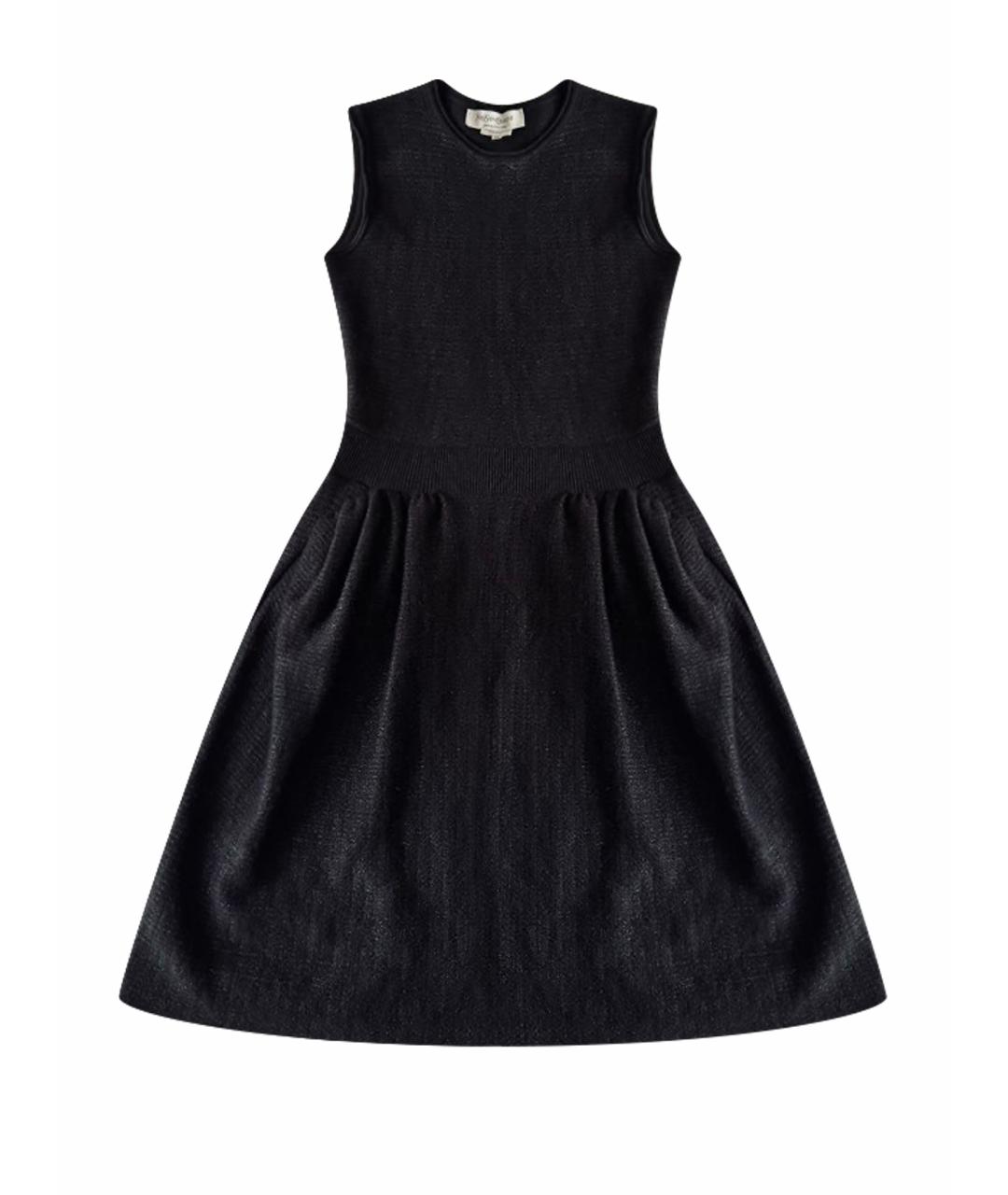 SAINT LAURENT Черное шерстяное повседневное платье, фото 1