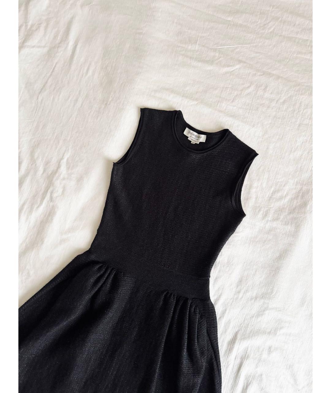 SAINT LAURENT Черное шерстяное повседневное платье, фото 2