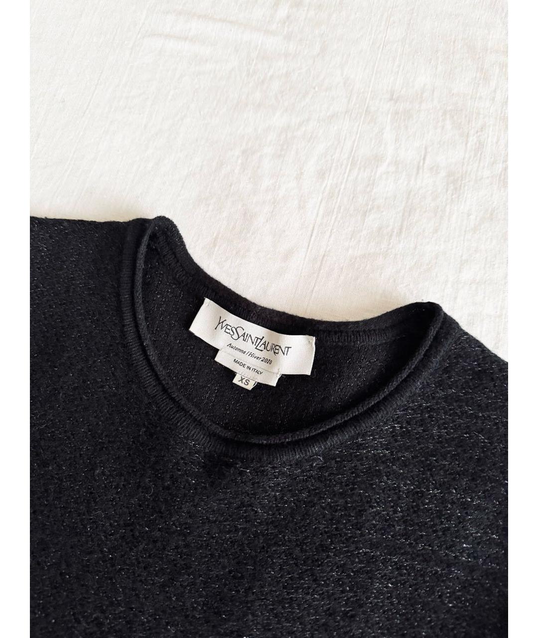 SAINT LAURENT Черное шерстяное повседневное платье, фото 5