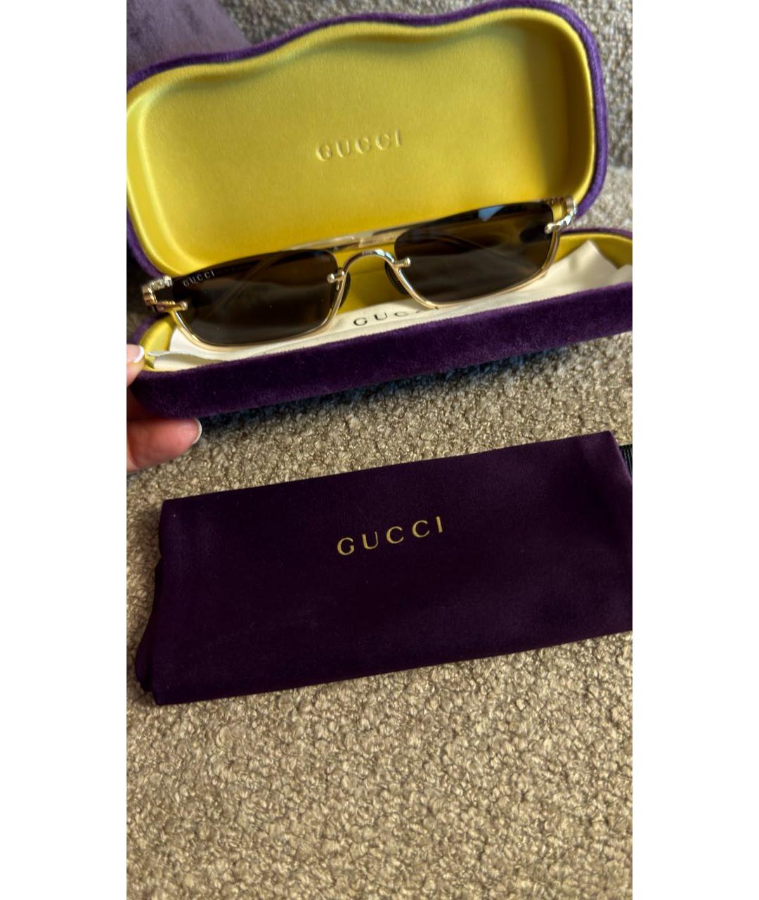 GUCCI Черные металлические солнцезащитные очки, фото 5