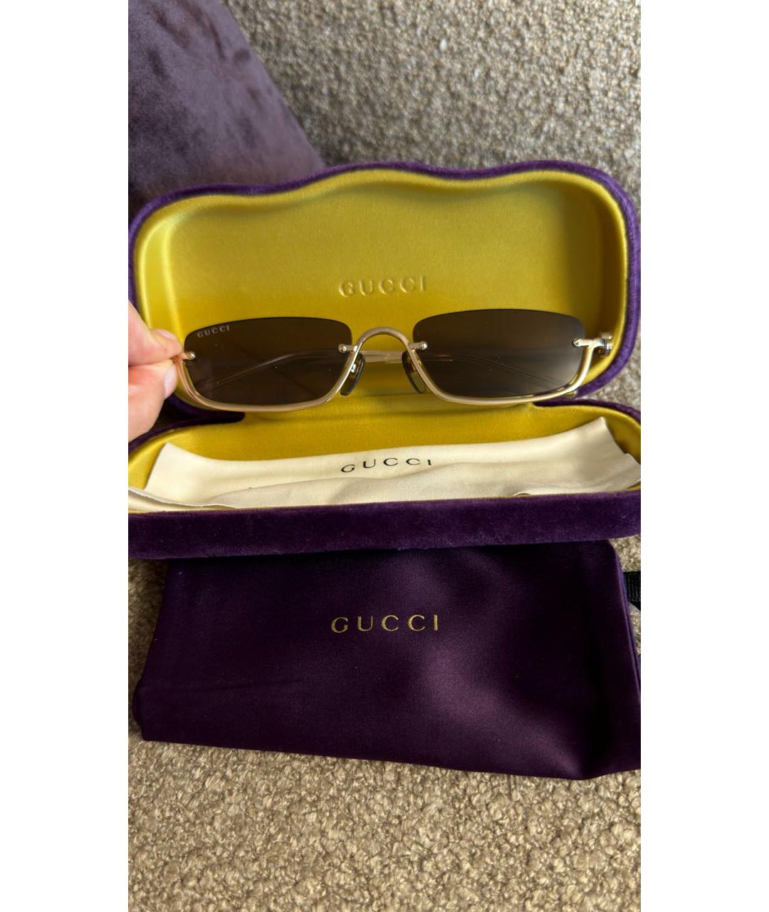 GUCCI Черные металлические солнцезащитные очки, фото 7