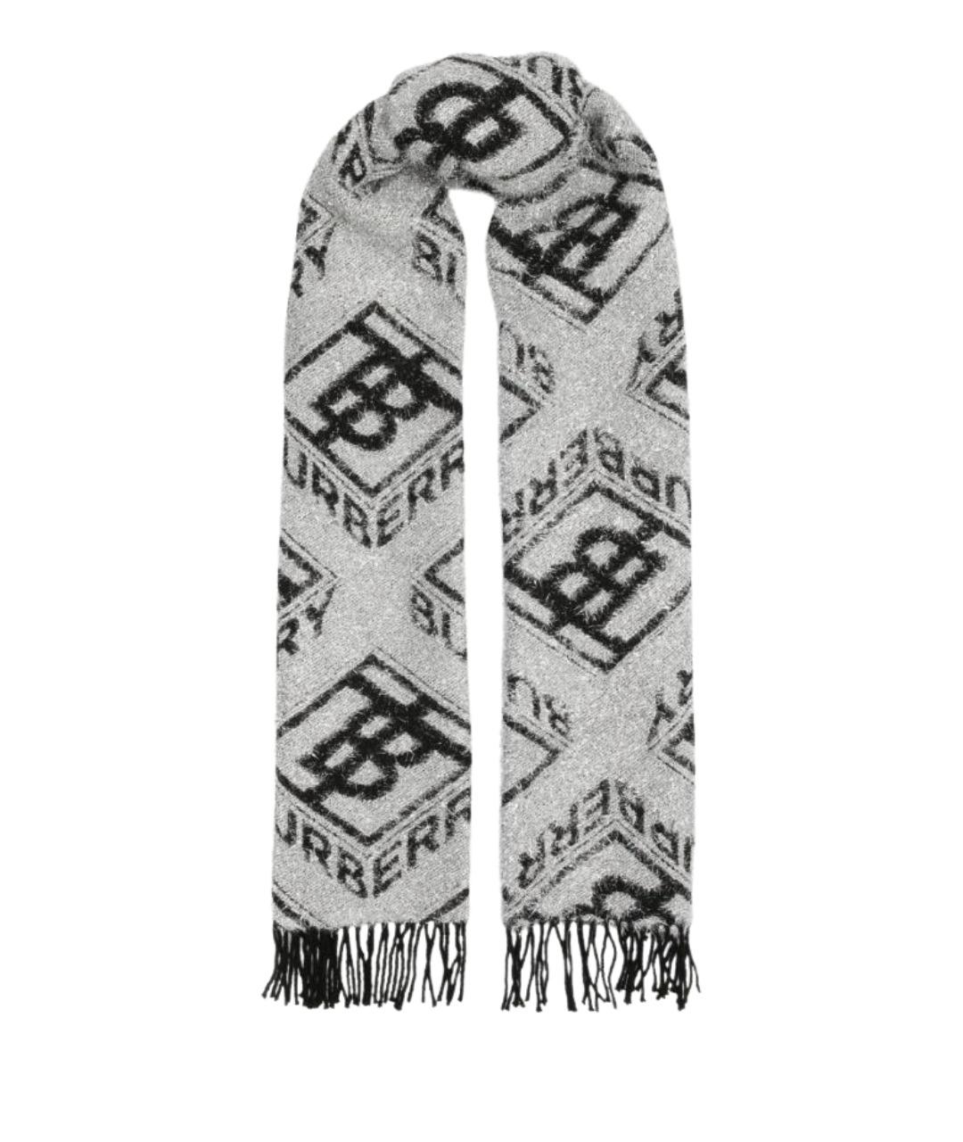 BURBERRY Серебряный шерстяной шарф, фото 1