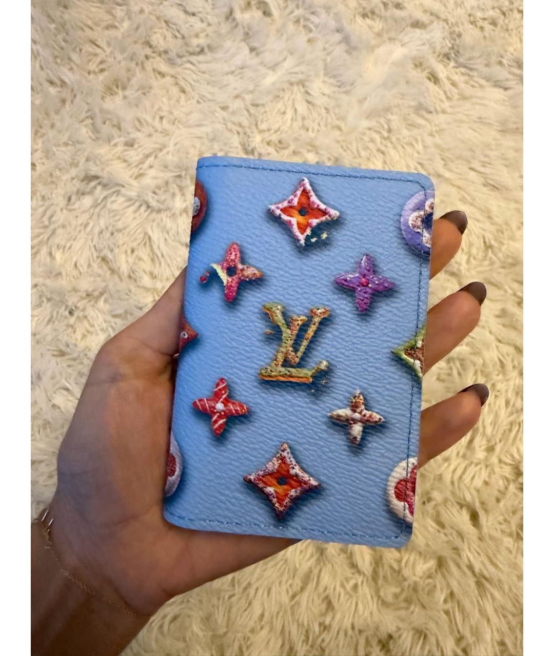 LOUIS VUITTON Голубой кожаный кардхолдер, фото 6