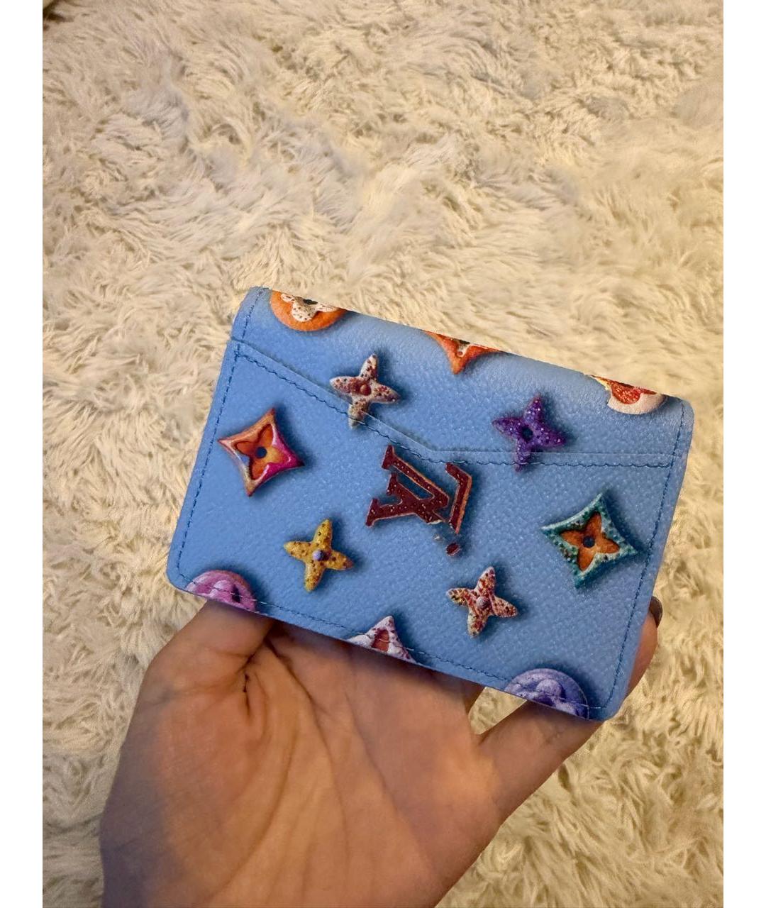 LOUIS VUITTON Голубой кожаный кардхолдер, фото 3