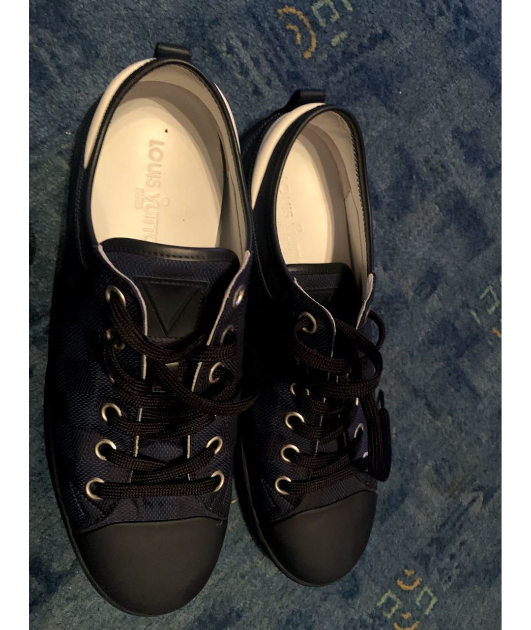 LOUIS VUITTON PRE-OWNED Темно-синие кожаные низкие кроссовки / кеды, фото 3