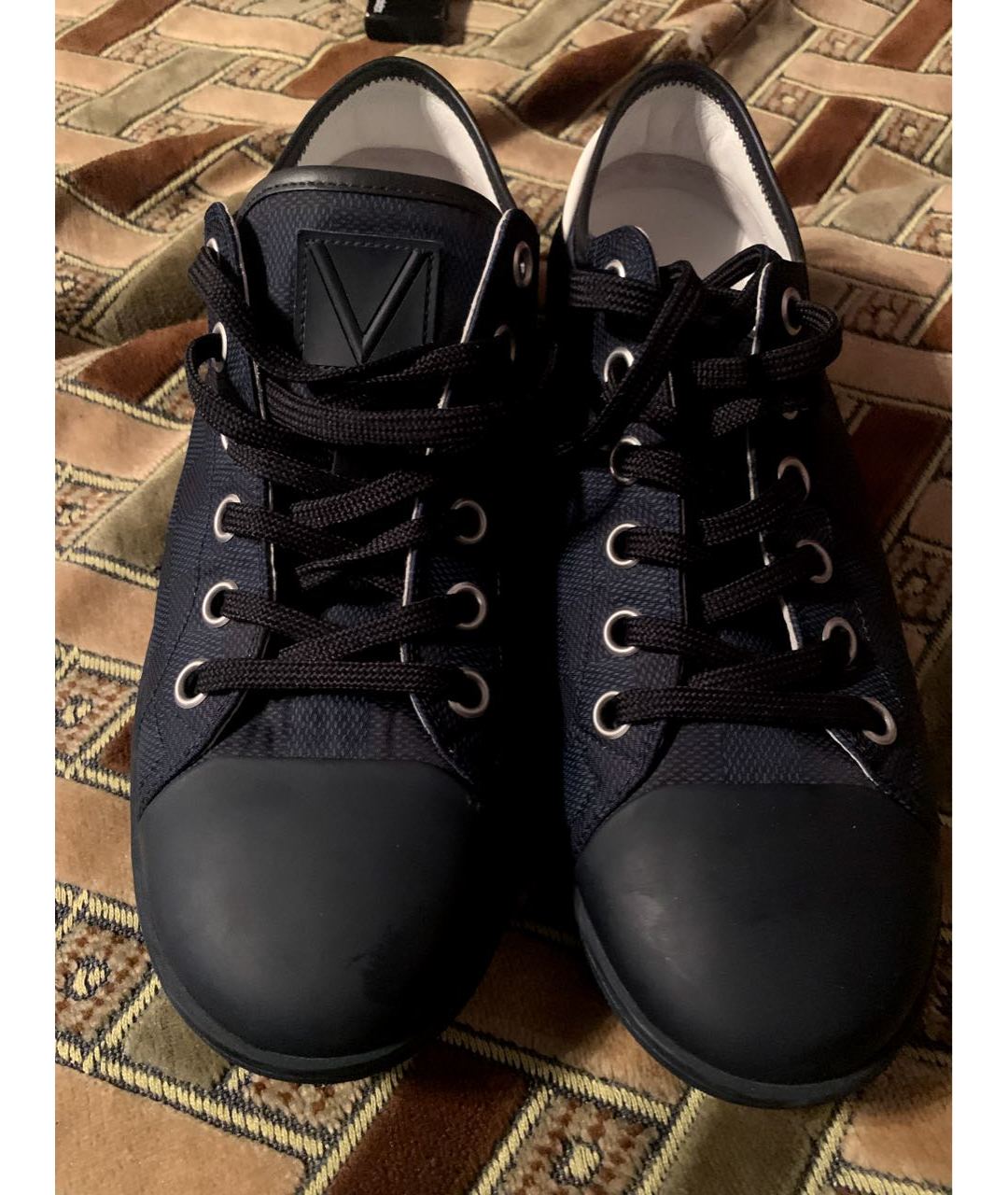 LOUIS VUITTON PRE-OWNED Темно-синие кожаные низкие кроссовки / кеды, фото 2