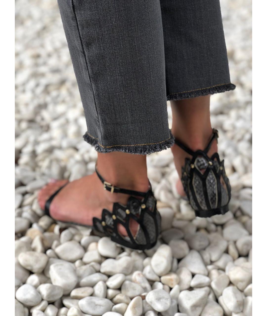 GIORGIO ARMANI Серые кожаные сандалии, фото 7