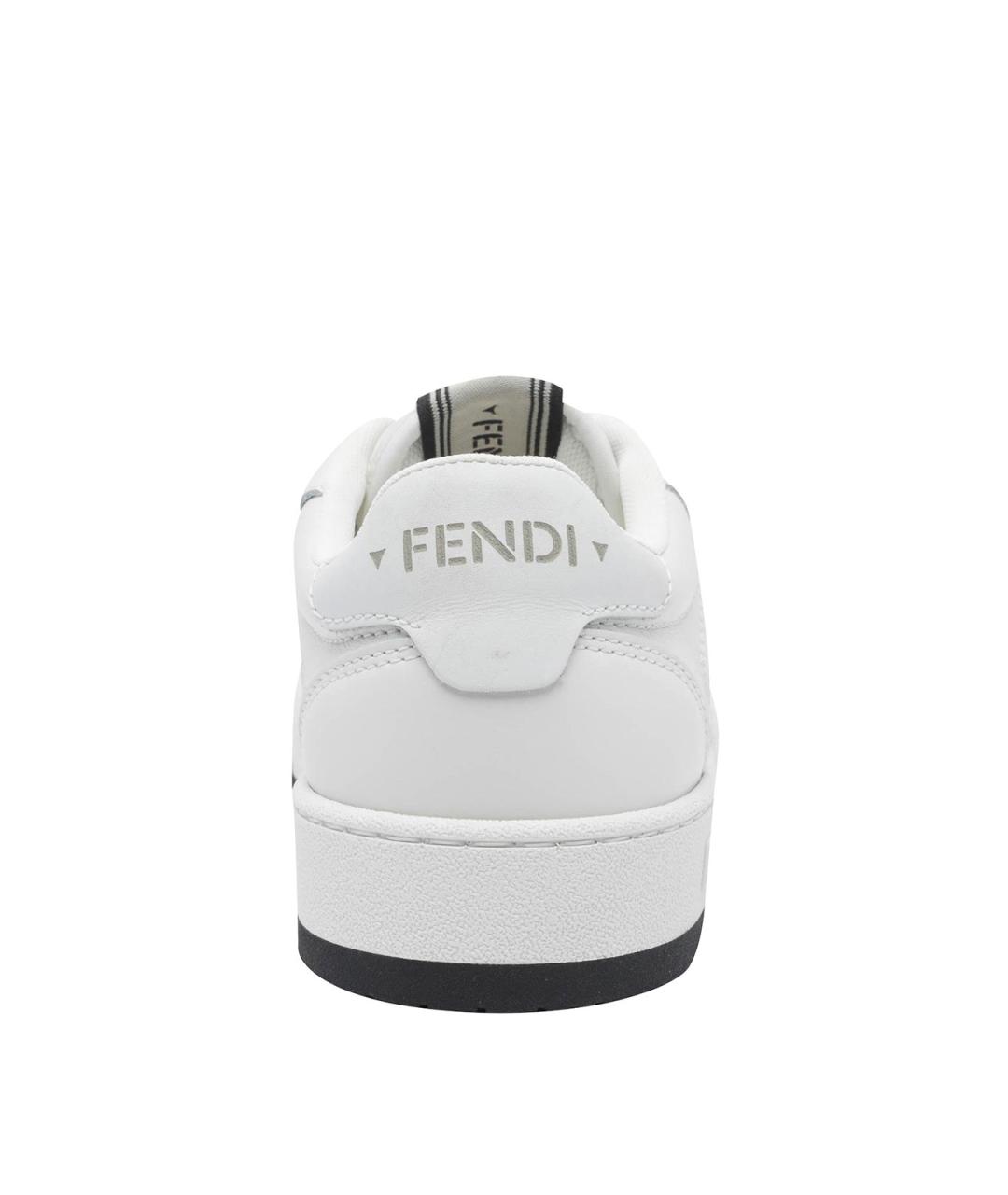 FENDI Белые кожаные кроссовки, фото 4