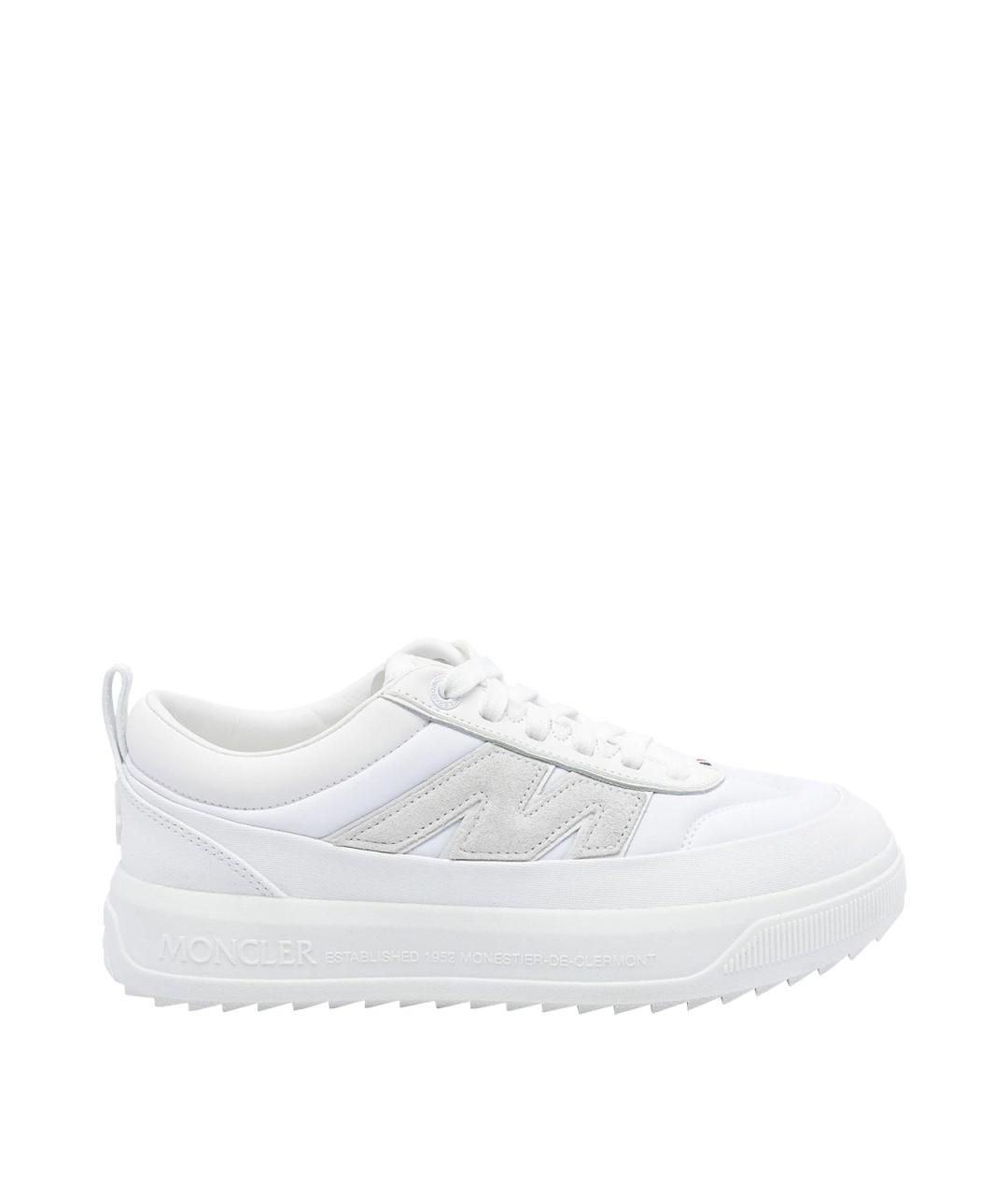 MONCLER Белые текстильные низкие кроссовки / кеды, фото 1