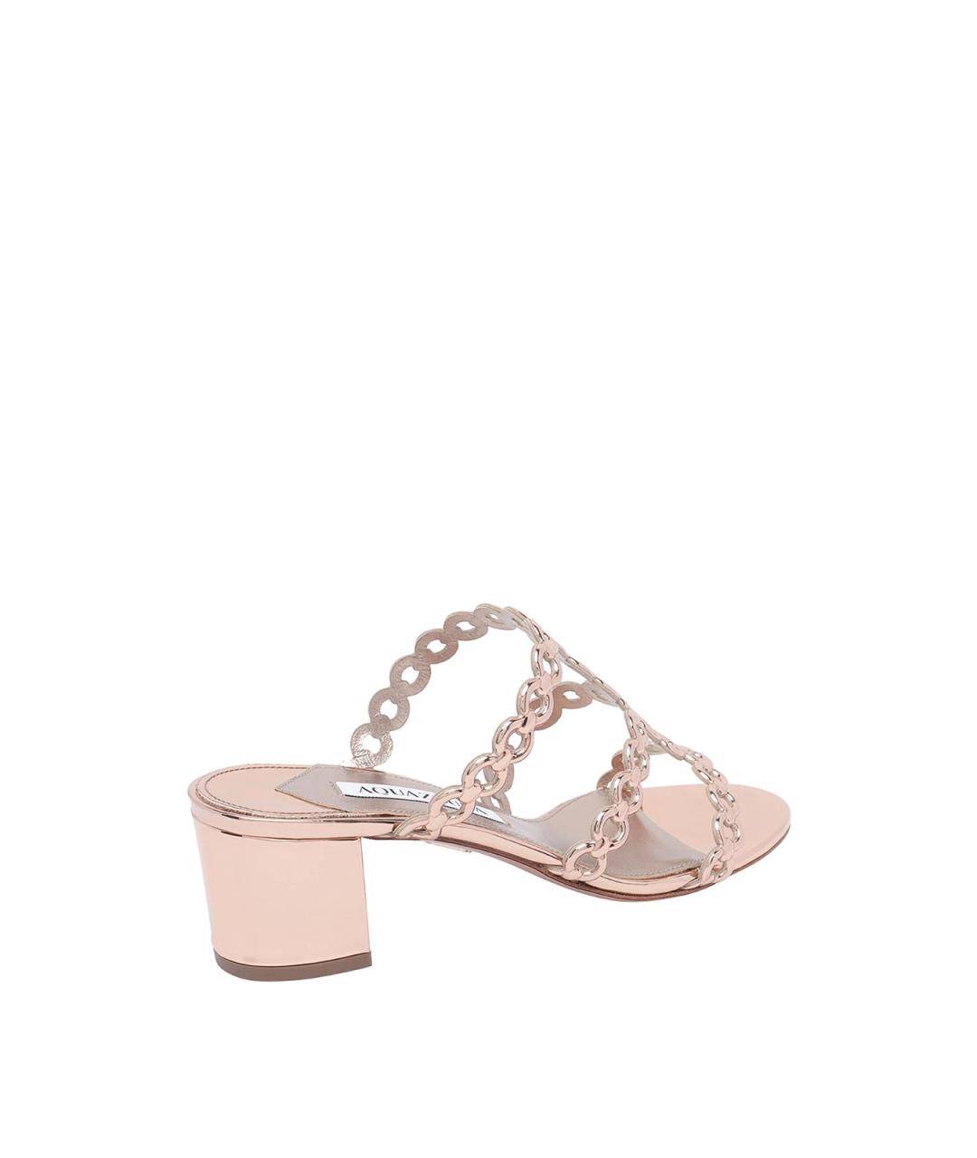 AQUAZZURA Розовые кожаные мюли, фото 3