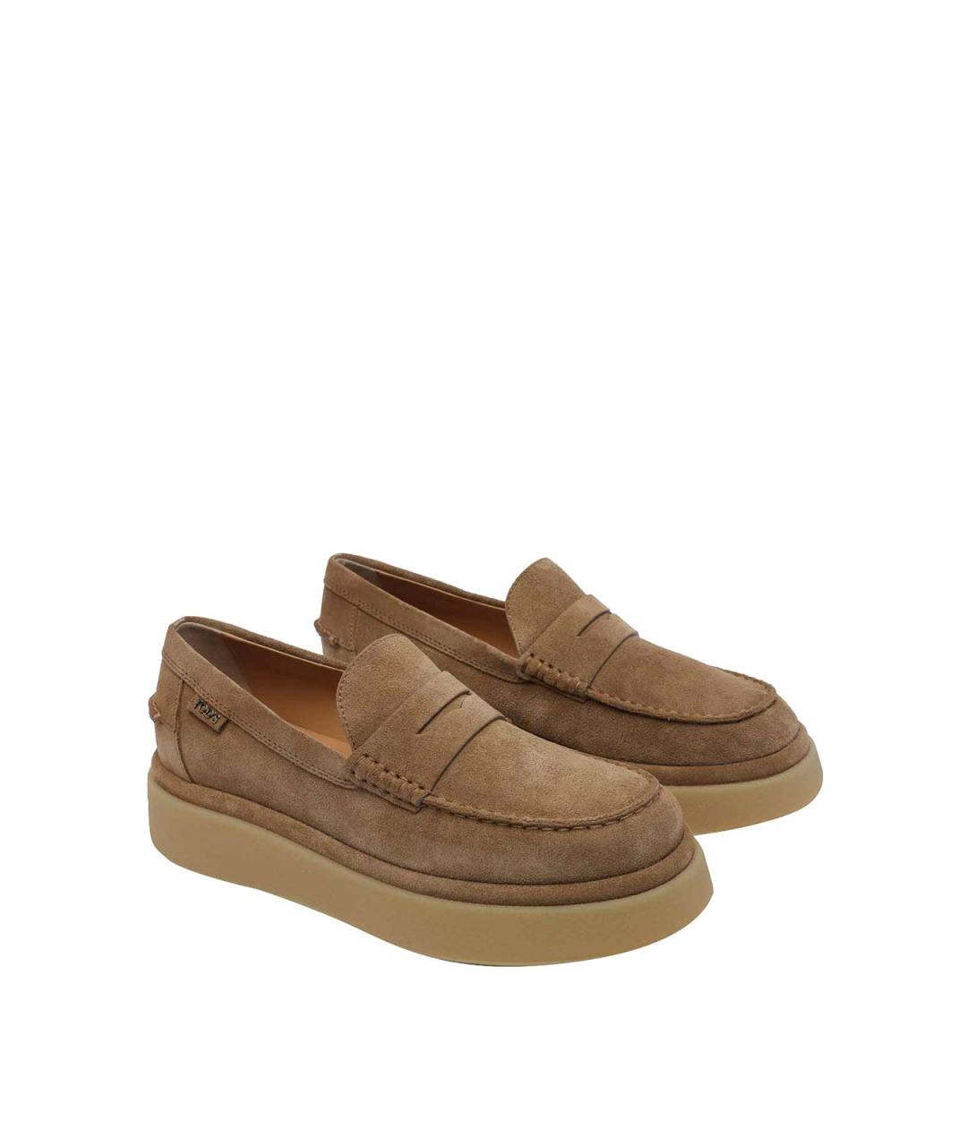TOD'S Бежевые замшевые лоферы, фото 2