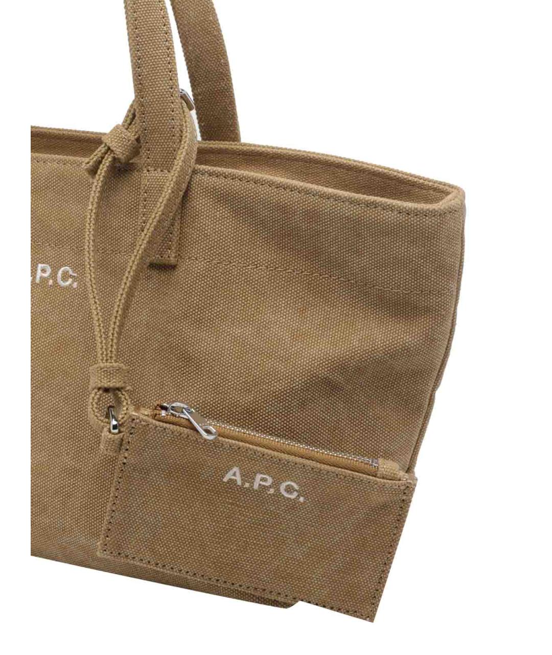 A.P.C. Бежевая тканевая сумка тоут, фото 4