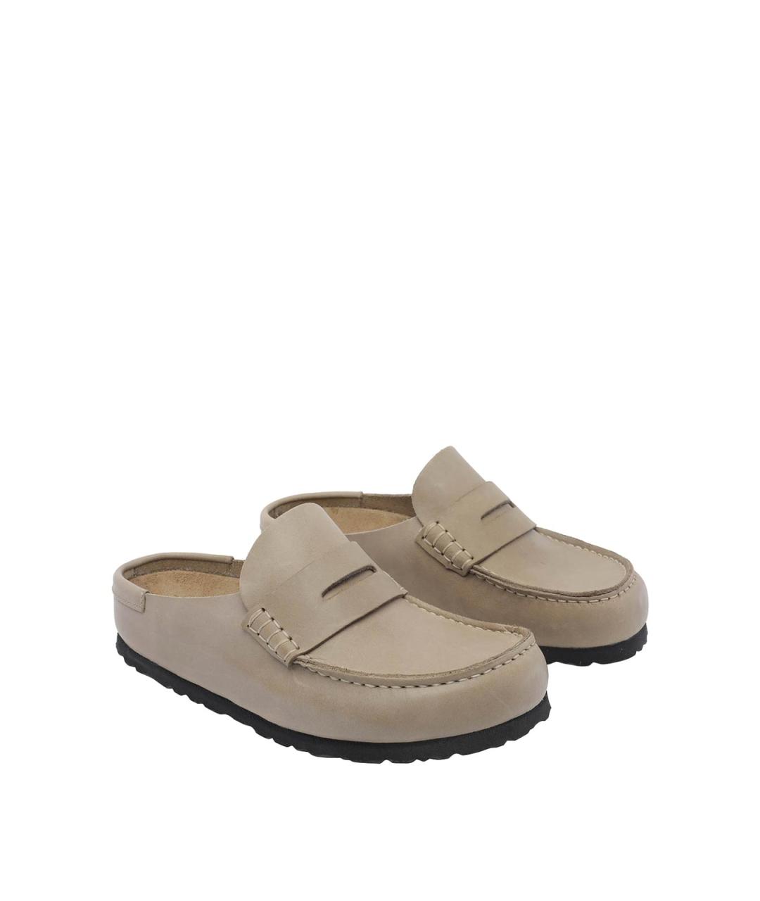 BIRKENSTOCK Бежевые кожаные мюли, фото 2