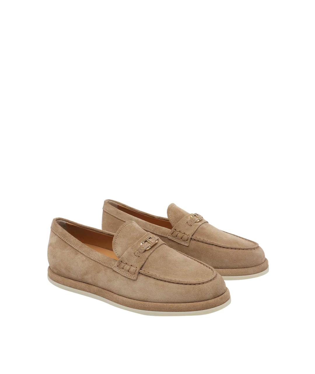 TOD'S Бежевые замшевые лоферы, фото 2