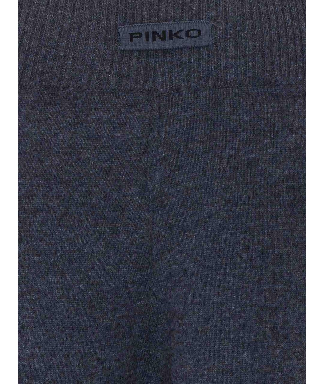 PINKO Серые шерстяные прямые брюки, фото 3