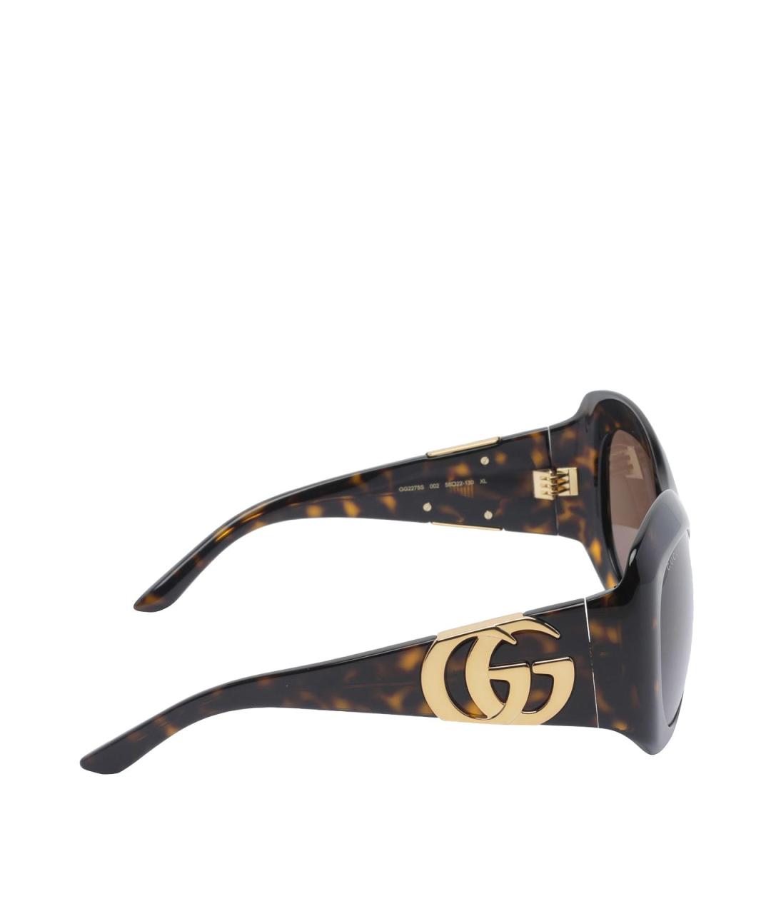 GUCCI Коричневые пластиковые солнцезащитные очки, фото 3