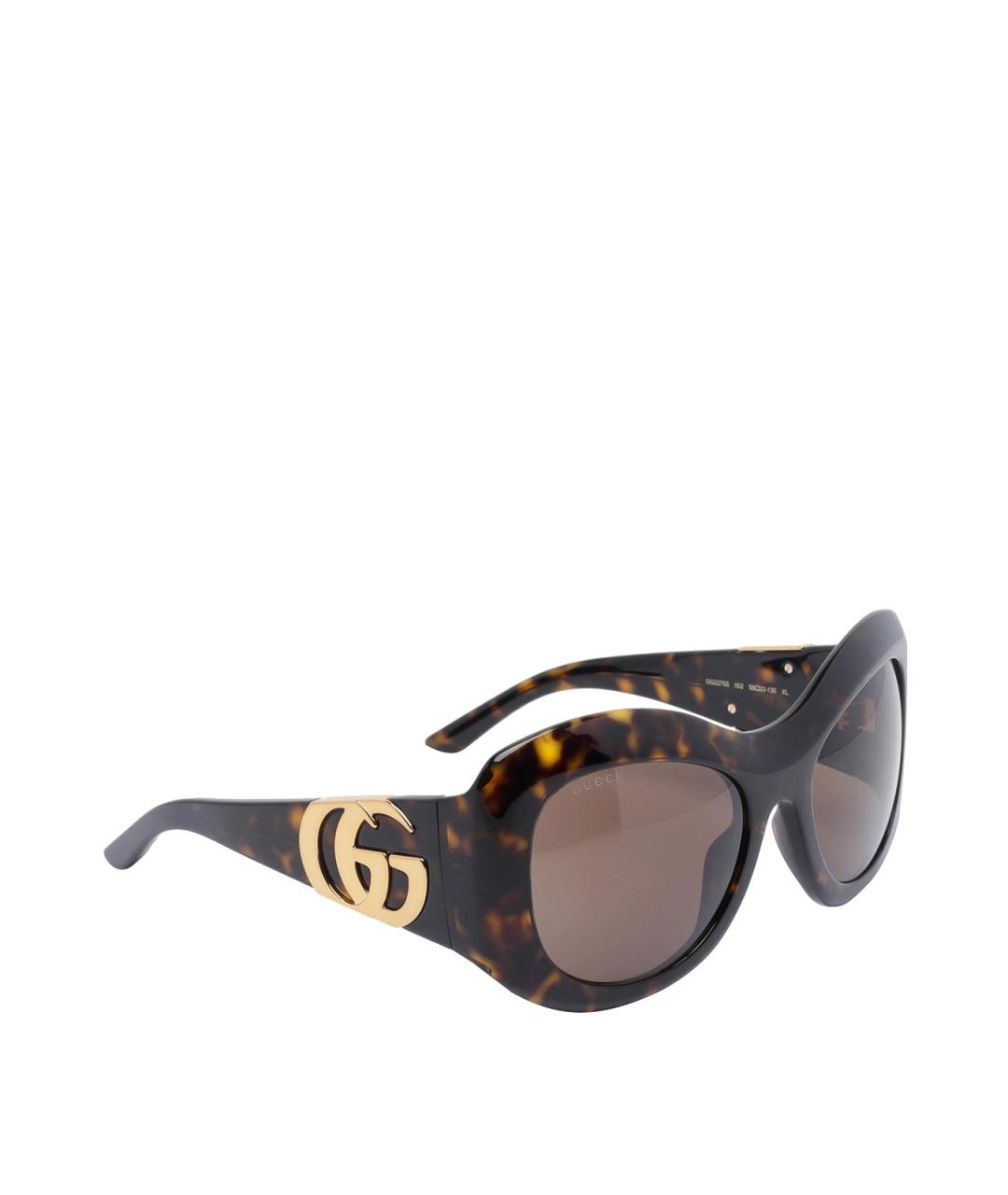GUCCI Коричневые пластиковые солнцезащитные очки, фото 2