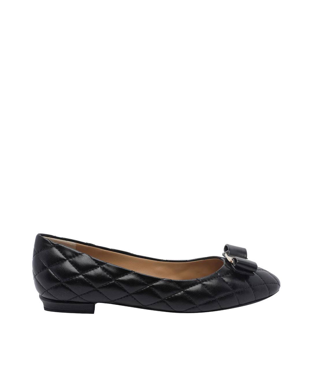 FERRAGAMO Черные кожаные балетки, фото 1