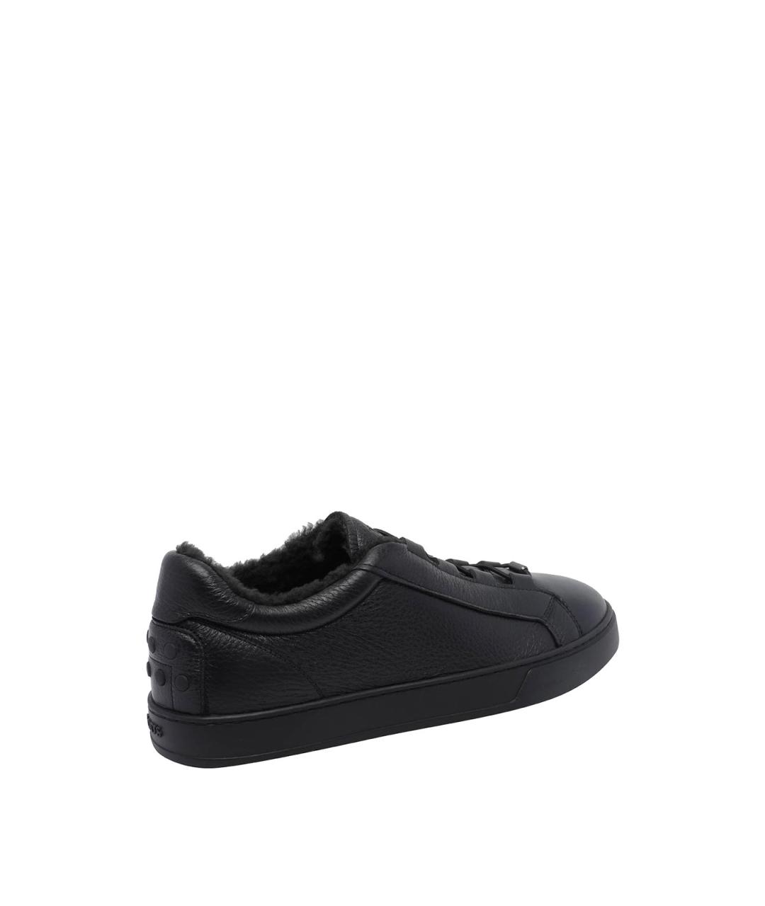 TOD'S Черные кожаные низкие кроссовки / кеды, фото 3