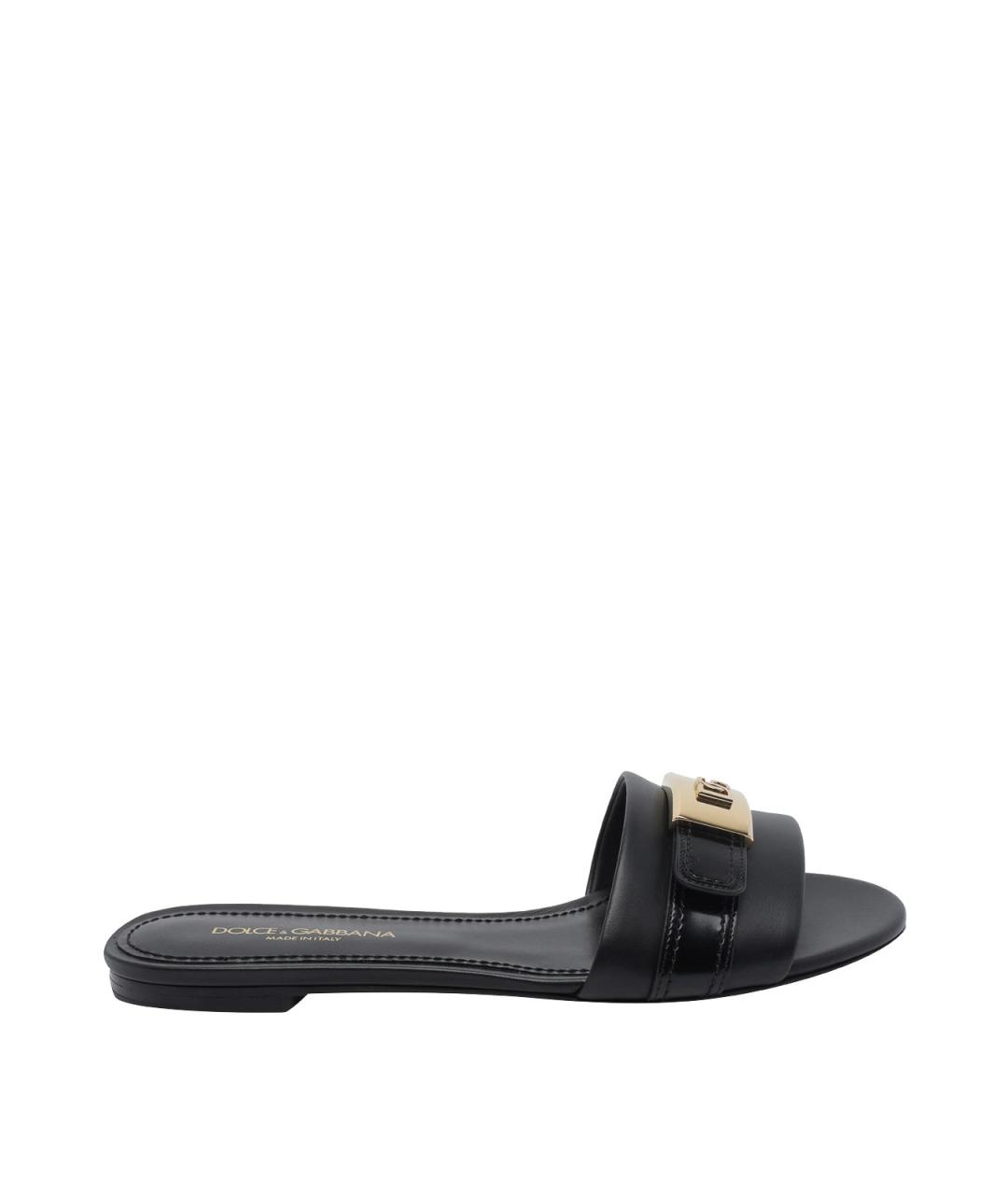 DOLCE&GABBANA Черные кожаные сандалии, фото 1