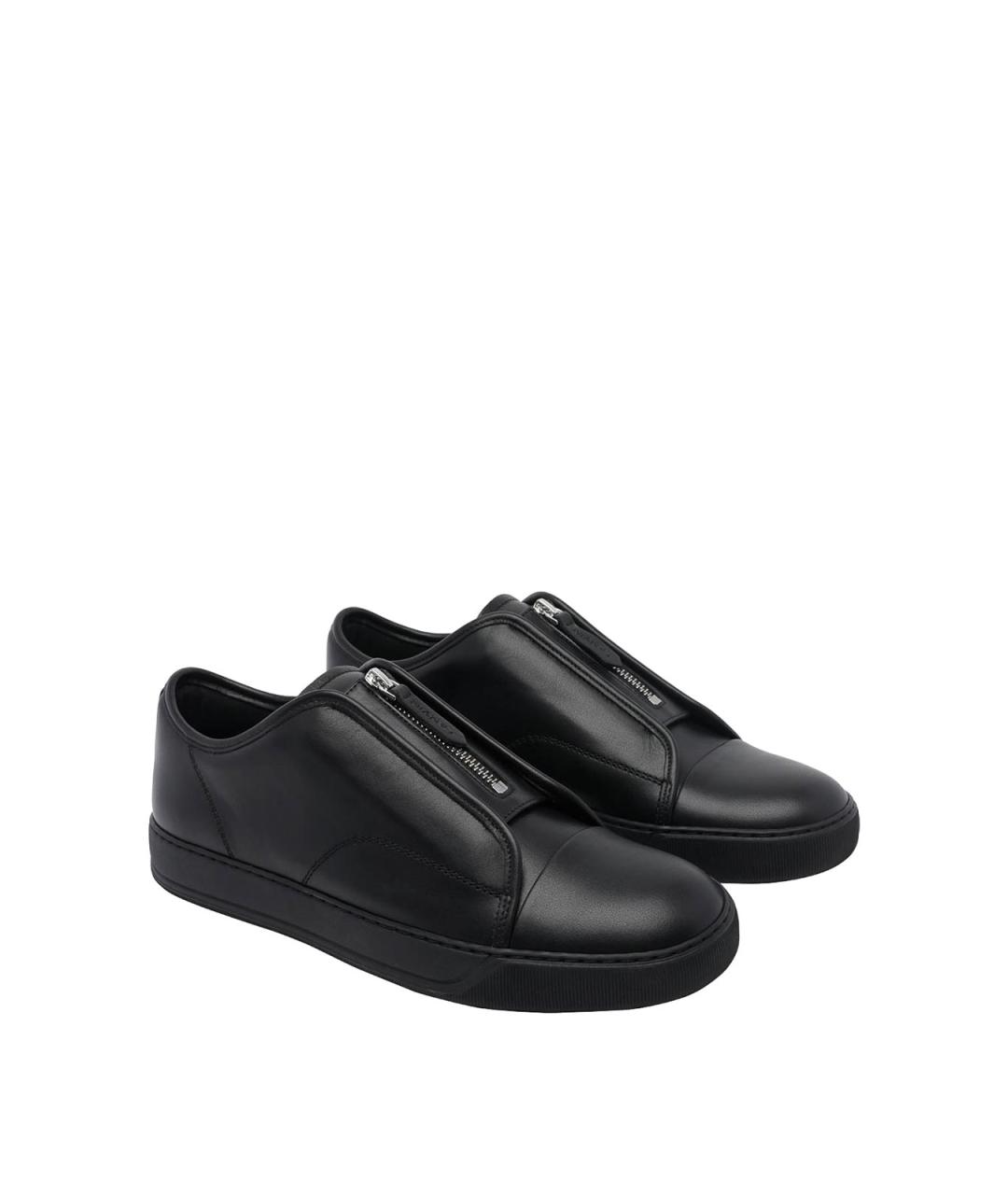 LANVIN Черные кожаные низкие кроссовки / кеды, фото 2
