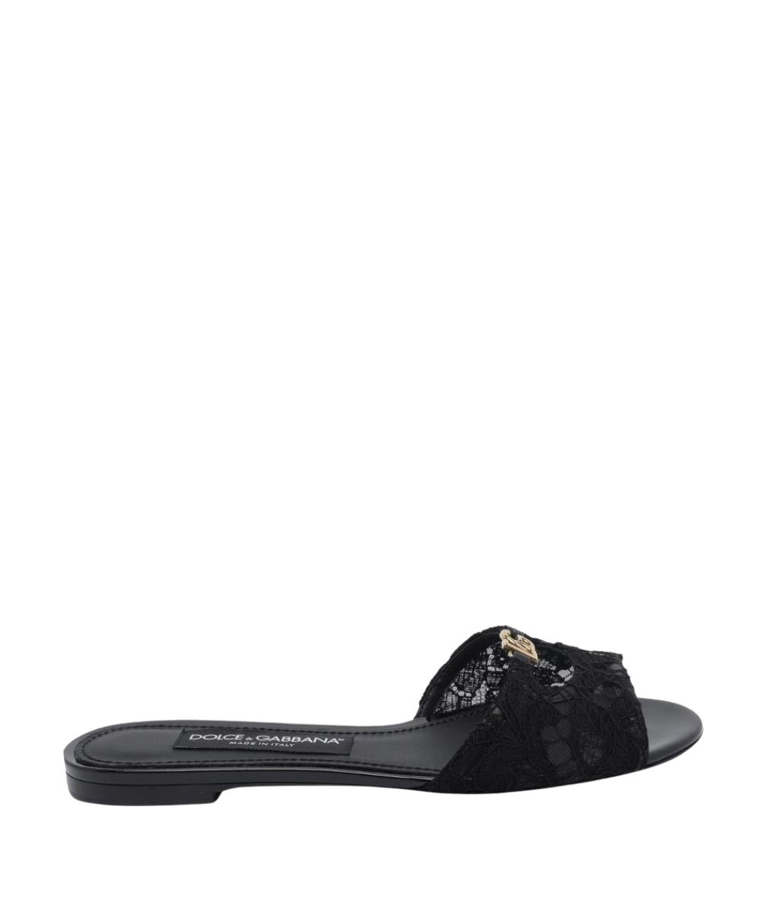 DOLCE&GABBANA Черные кожаные сандалии, фото 1
