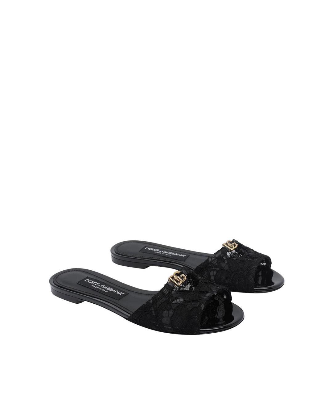 DOLCE&GABBANA Черные кожаные сандалии, фото 2