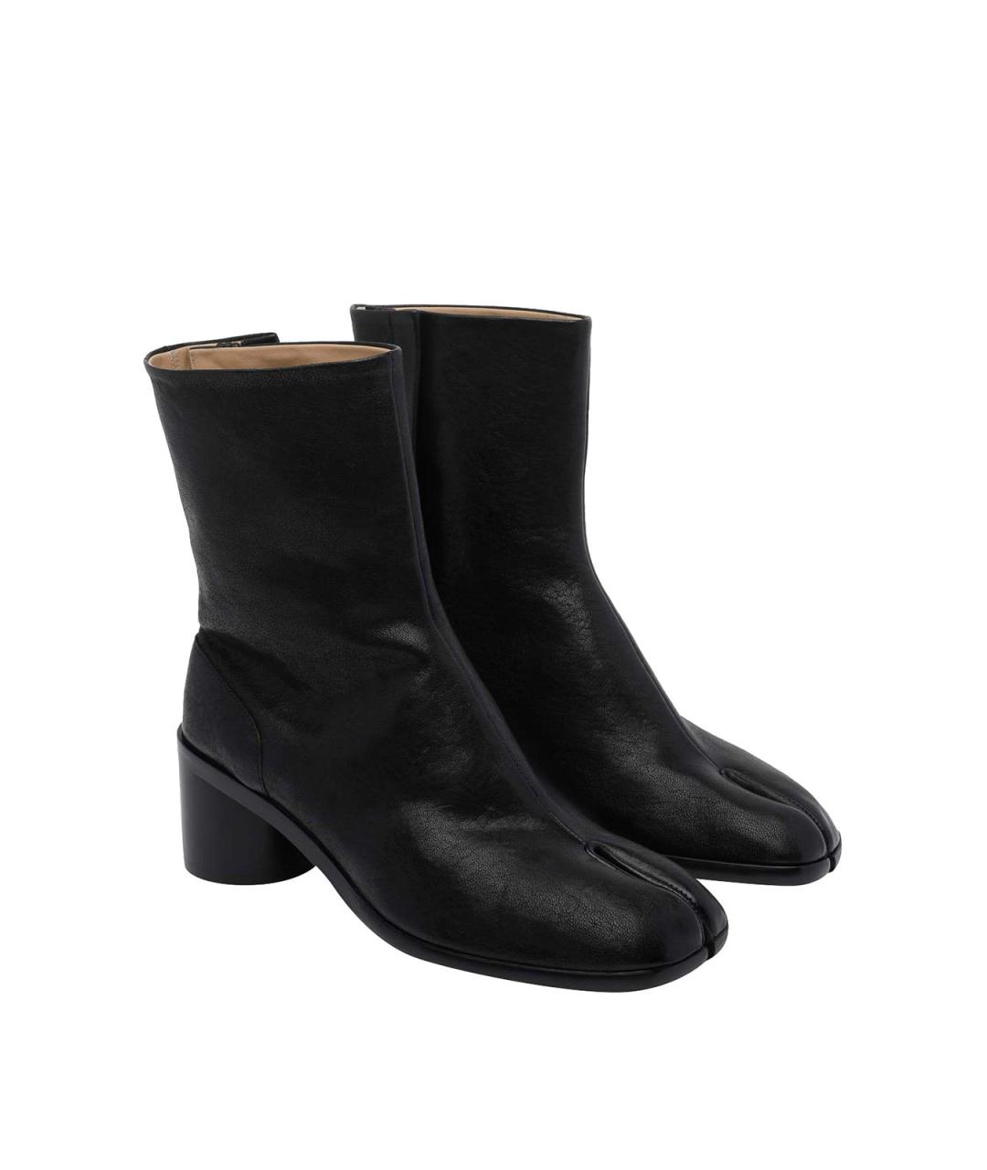 MAISON MARGIELA Черные кожаные высокие ботинки, фото 2