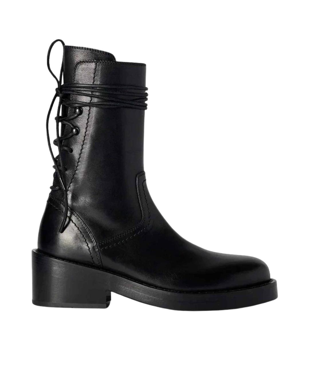 ANN DEMEULEMEESTER Черные кожаные ботинки, фото 1