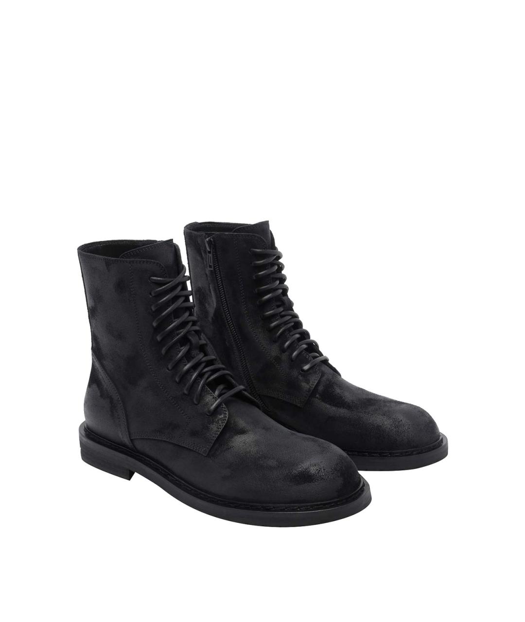 ANN DEMEULEMEESTER Черные замшевые низкие ботинки, фото 2