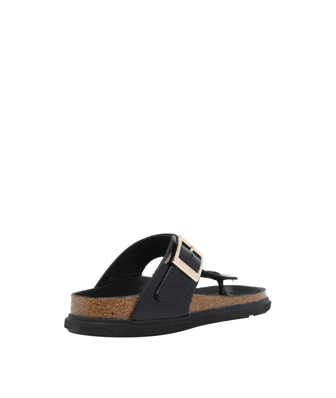 BIRKENSTOCK Черные кожаные шлепанцы, фото 3