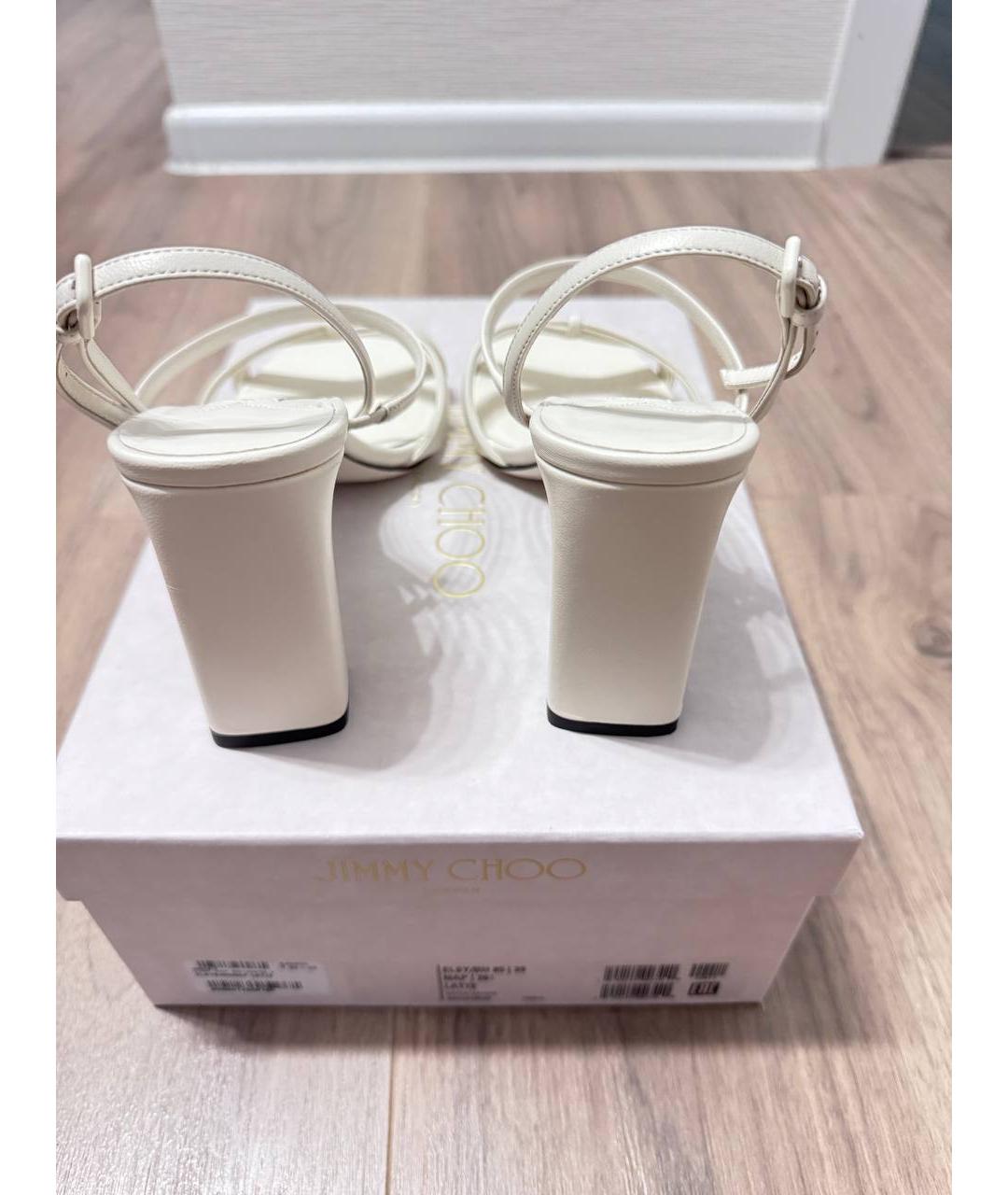 JIMMY CHOO Белые кожаные босоножки, фото 4