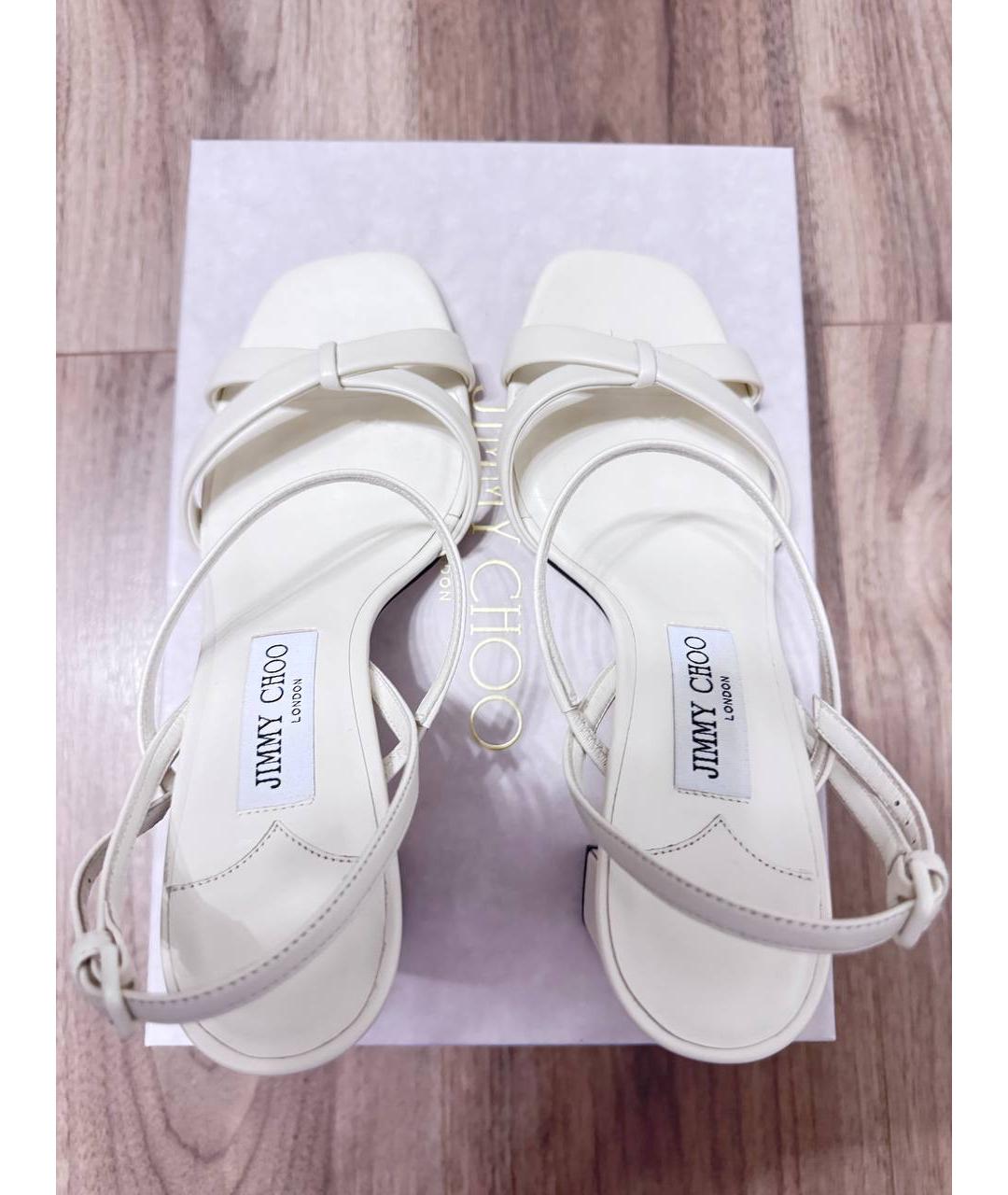 JIMMY CHOO Белые кожаные босоножки, фото 3