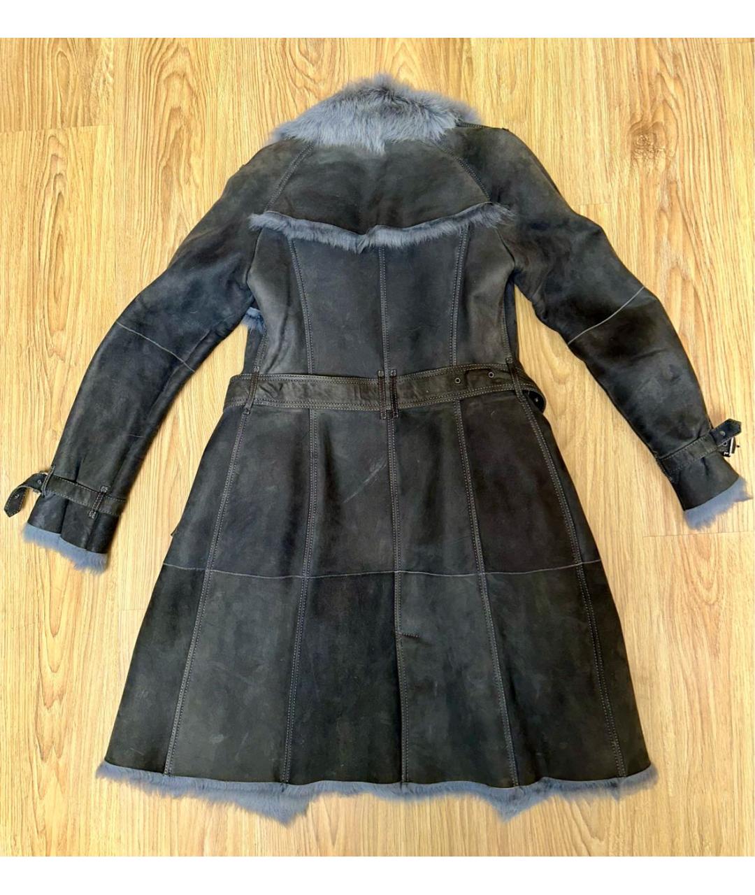 BURBERRY Антрацитовое кожаное пальто, фото 2