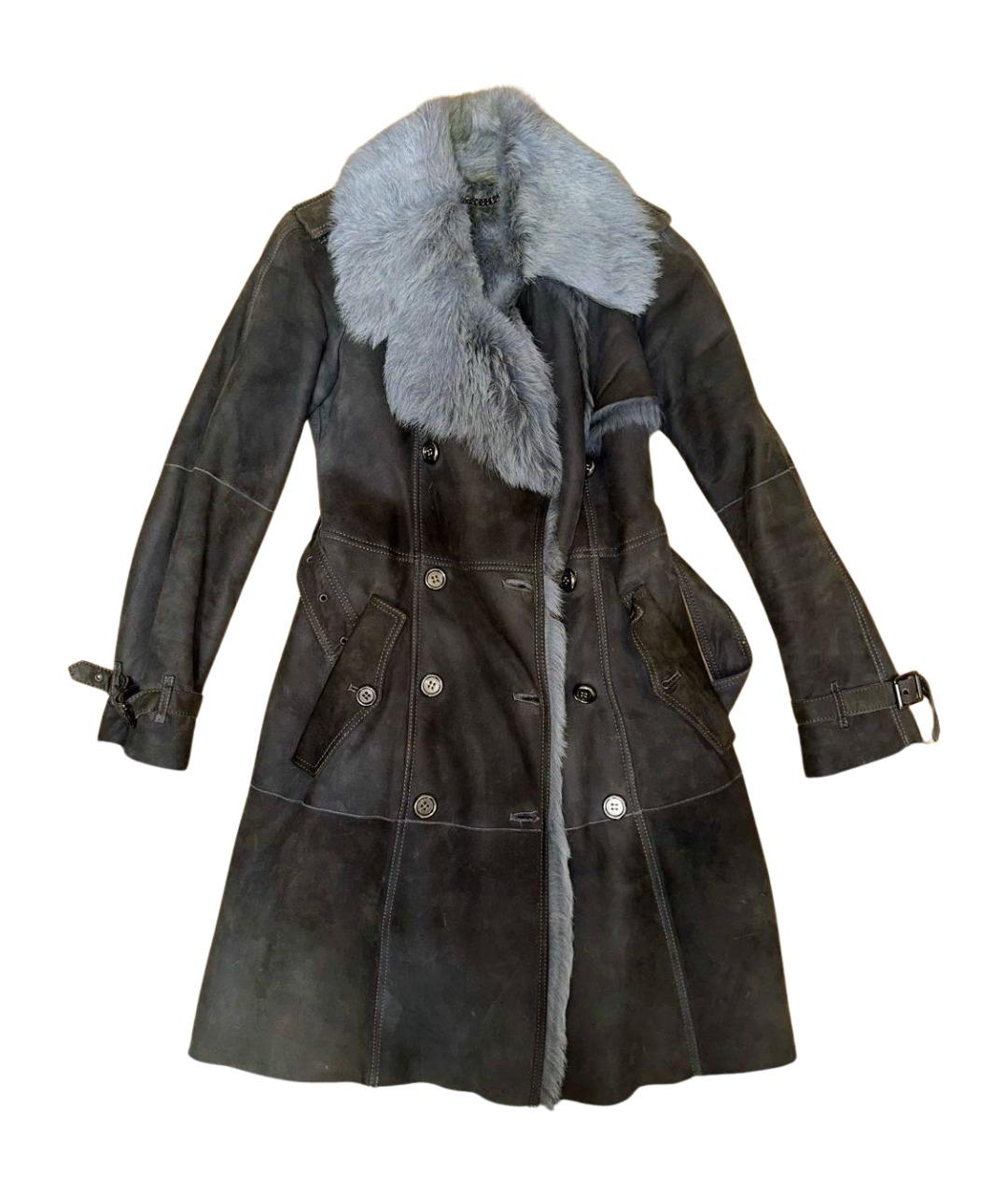 BURBERRY Антрацитовое кожаное пальто, фото 1