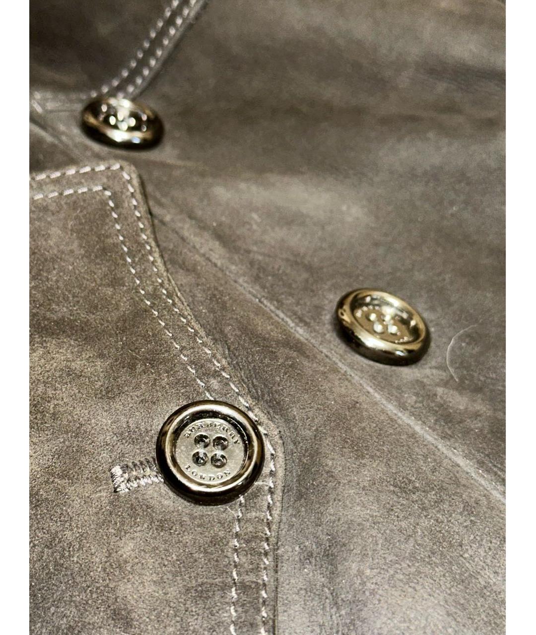 BURBERRY Антрацитовое кожаное пальто, фото 4