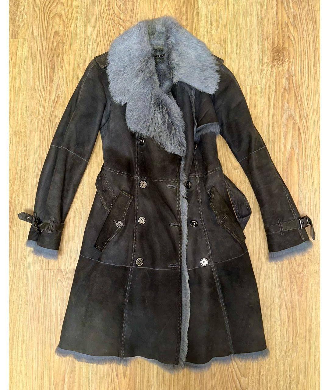 BURBERRY Антрацитовое кожаное пальто, фото 9