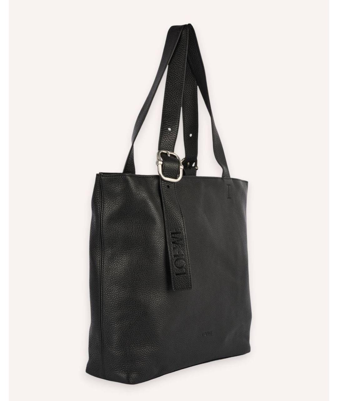 LOEWE Черная кожаная сумка тоут, фото 2