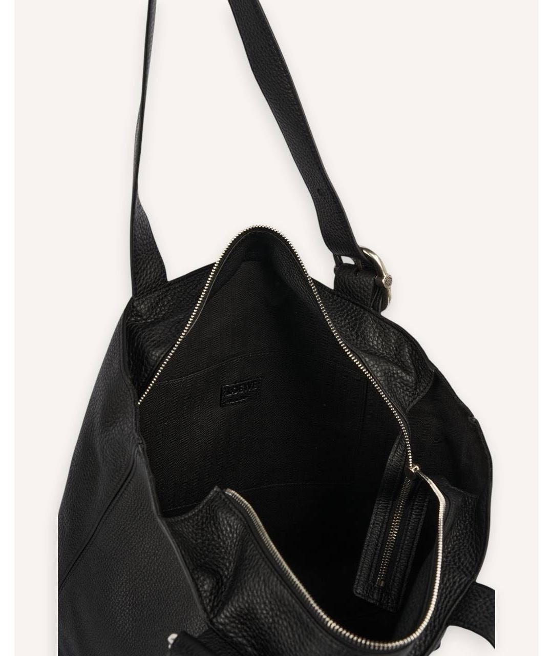 LOEWE Черная кожаная сумка тоут, фото 6