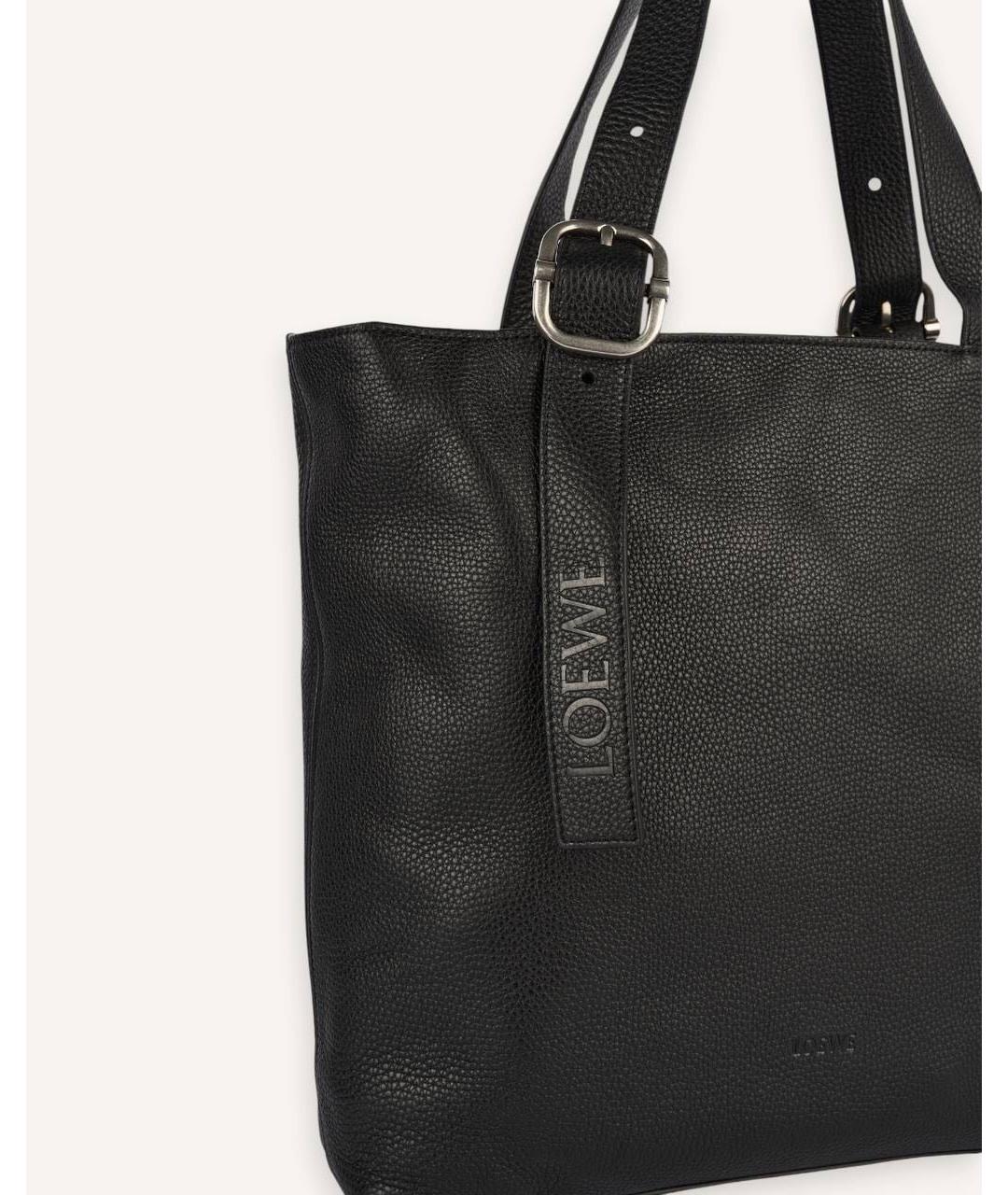 LOEWE Черная кожаная сумка тоут, фото 5