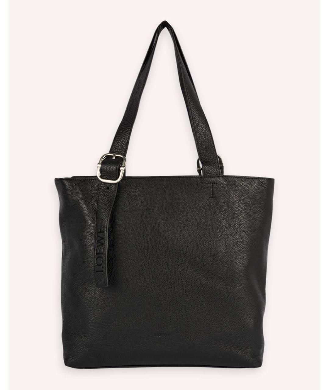 LOEWE Черная кожаная сумка тоут, фото 7