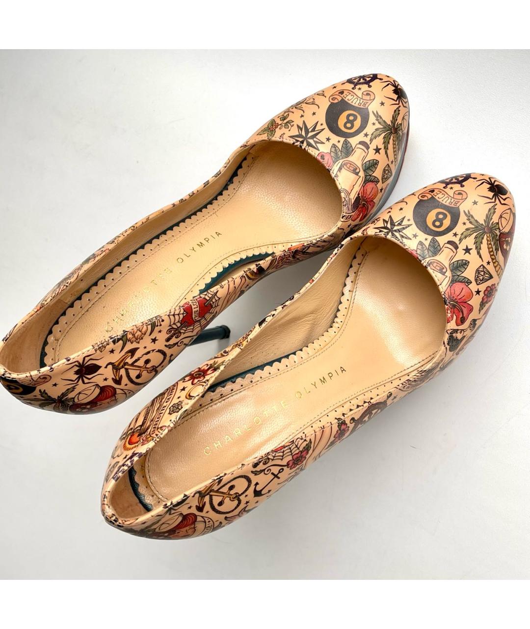 CHARLOTTE OLYMPIA Бежевые кожаные туфли, фото 6