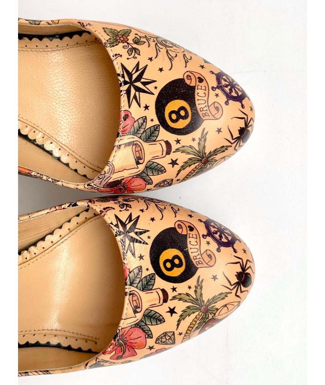CHARLOTTE OLYMPIA Бежевые кожаные туфли, фото 4