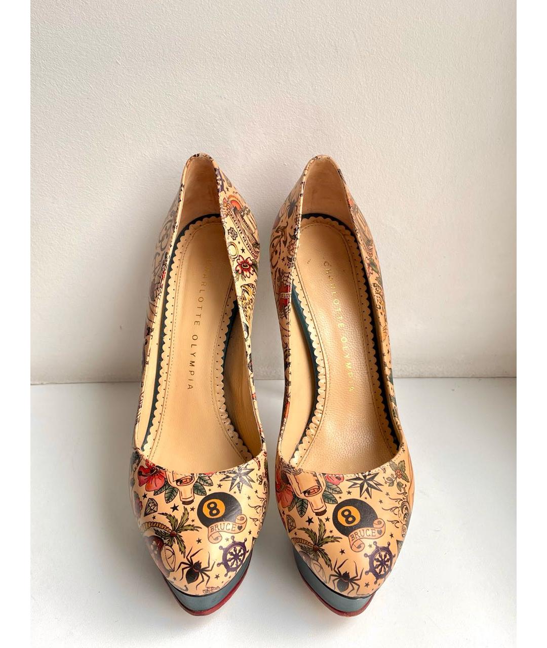 CHARLOTTE OLYMPIA Бежевые кожаные туфли, фото 5